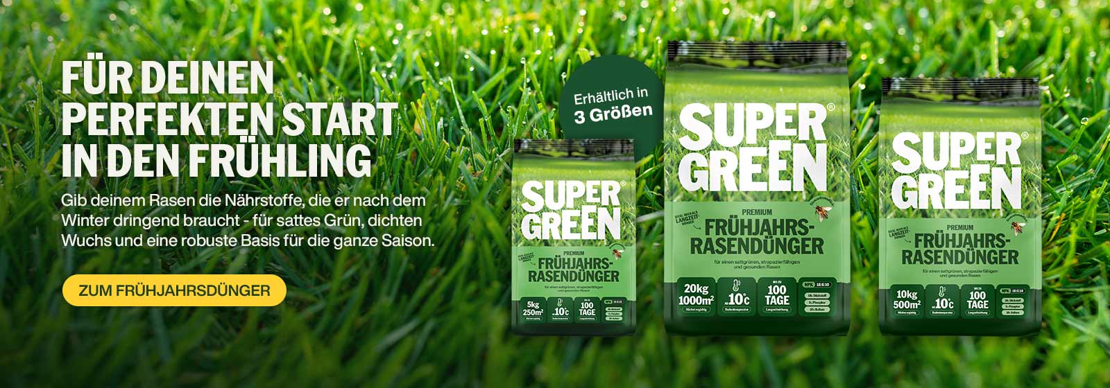 SUPERGREEN Frühjahrsdünger für einen sattgrünen Rasen