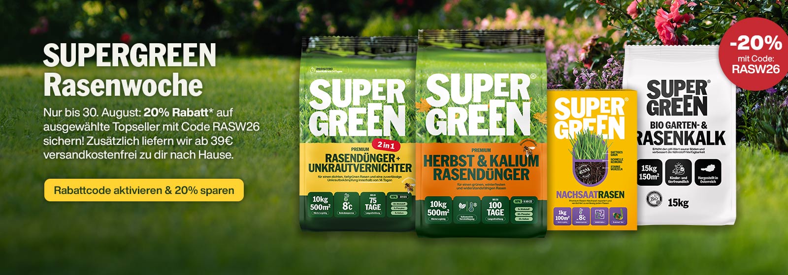 Rasenwoche: 20% sparen mit Code RASW26