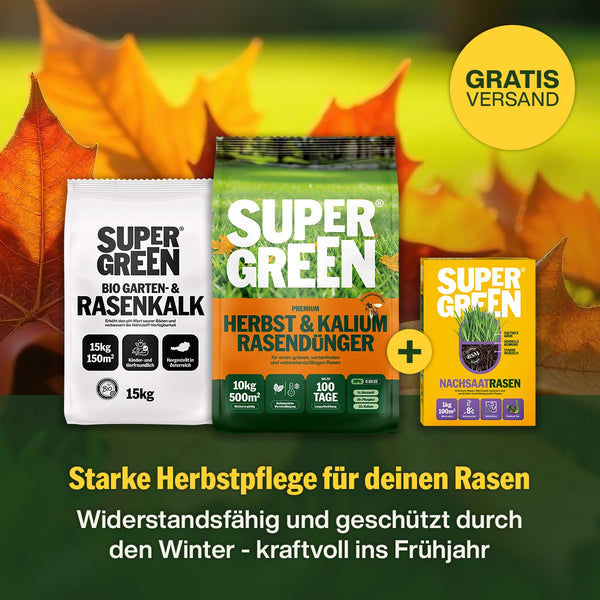 nachsaat rasen mit dünger Herbst-Dünger-Set inkl. GRATIS Nachsaat – SUPERGREEN