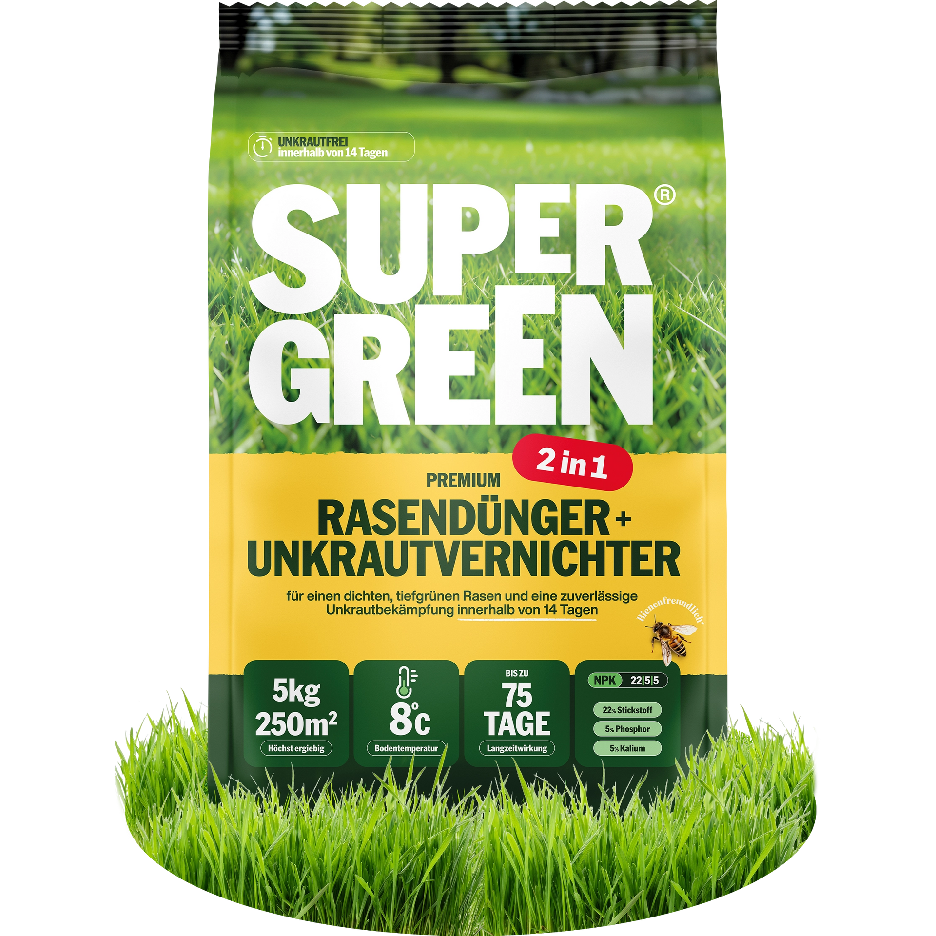 Rasendünger mit Unkrautvernichter 2in1 – SUPERGREEN
