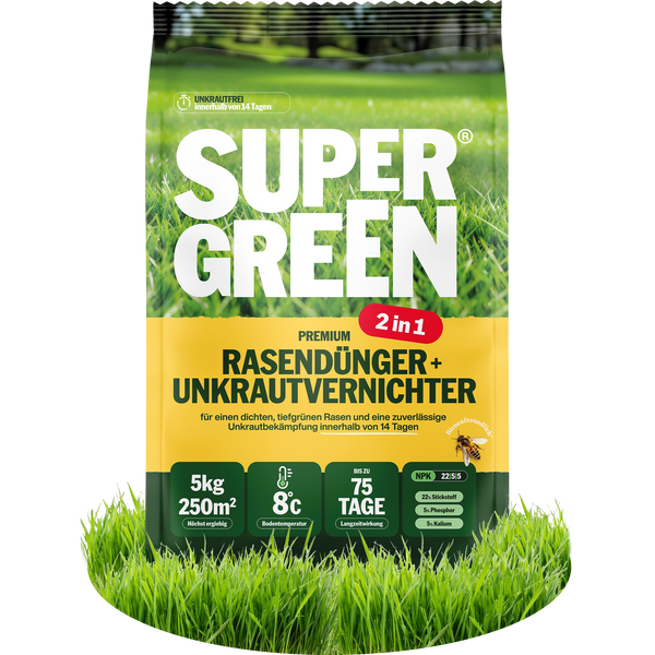 rasen unkrautfrei dünger Rasendünger mit Unkrautvernichter 2in1 – SUPERGREEN